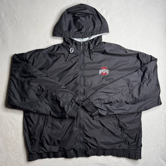 Holloway Ohio State Buckeyes Black Hooded Thick Windbreaker Jacket Men Size 2XL